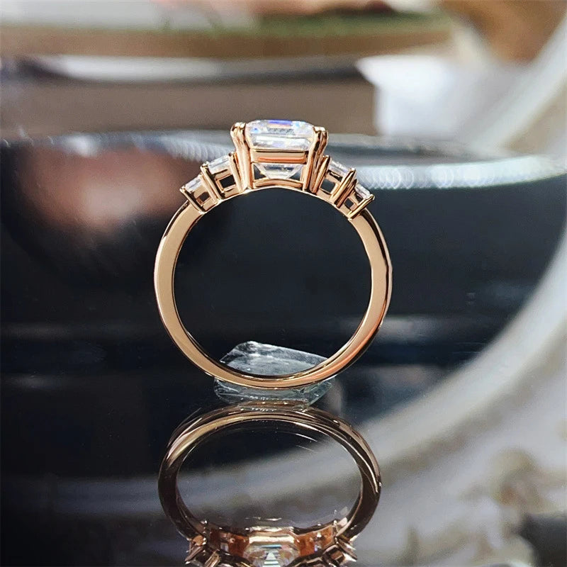 Bague Femme Moissanite Asscher 4CT Argent 925 Or – CLEVI Paris
