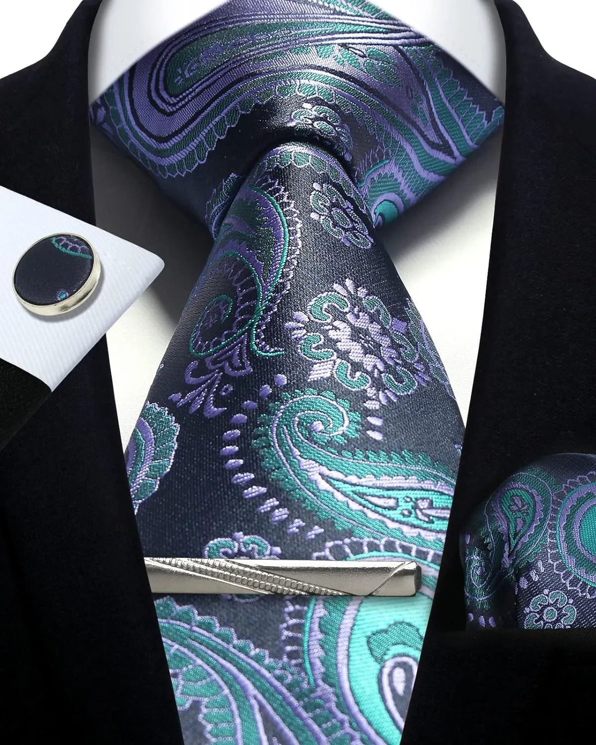 Ensemble cravate homme 4 pièces paisley – CLEVI Paris
