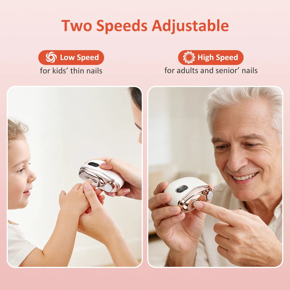 Coupe-Ongles Électrique Rechargeable LED 2-en-1 Taille & Polissage Adultes Bébé – CLEVI Paris