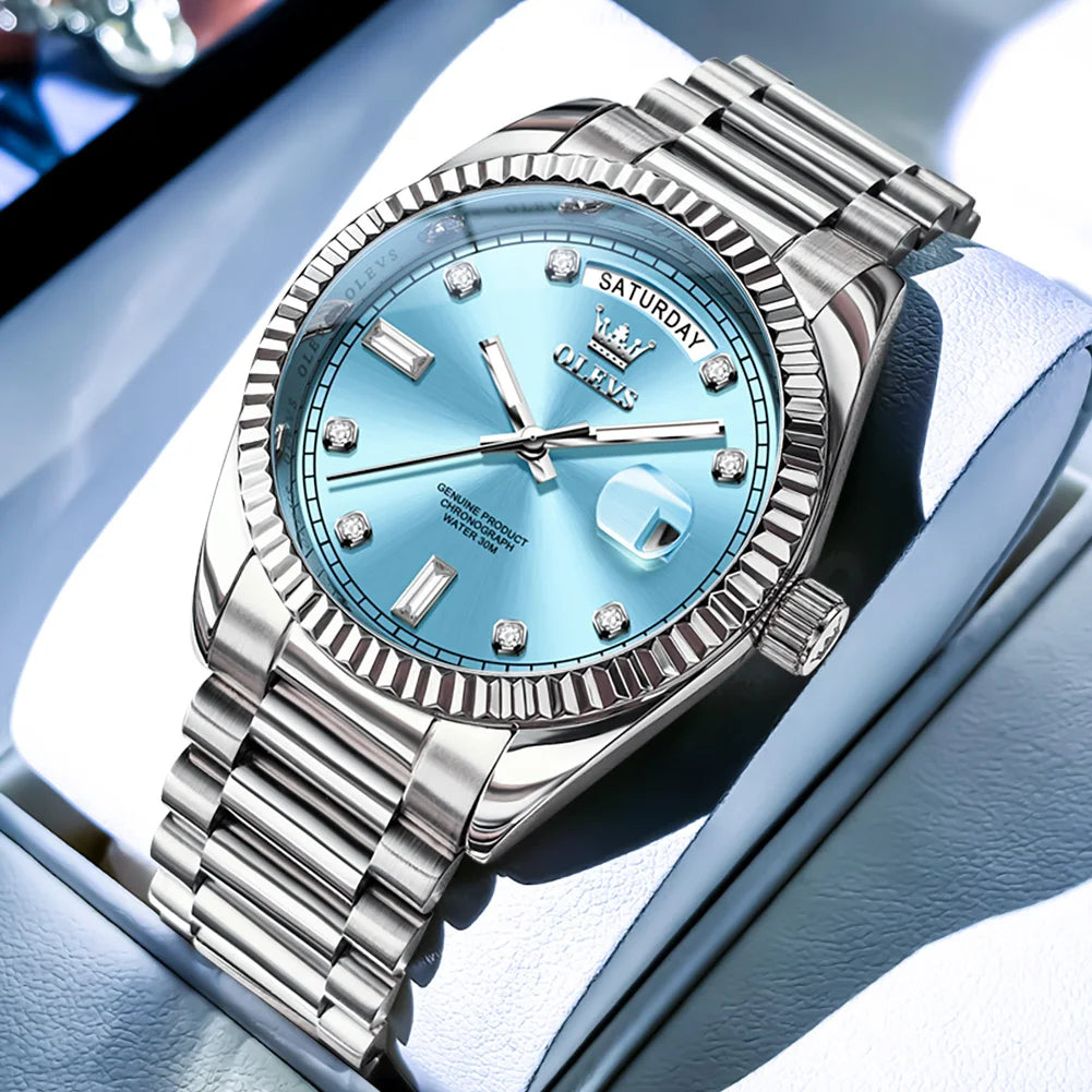 Montre OLEVS 6736 Automatique Homme Acier Calendrier Waterproof – CLEVI Paris