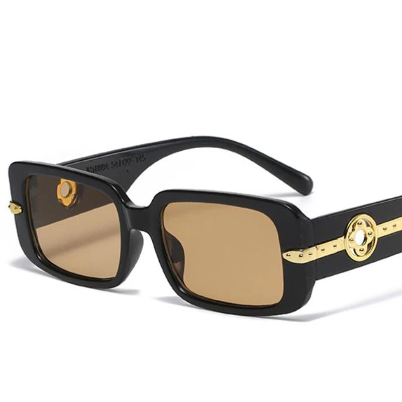 Lunettes de Soleil Rectangulaires Retro Petite Monture Fleur Métal UV400 Femme – CLEVI Paris