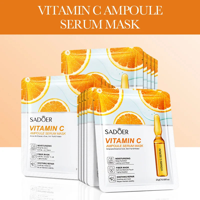 Masques Tissu Or 24K Vitamine C Acide Hyaluronique Hydratation & Fermeté – CLEVI Paris