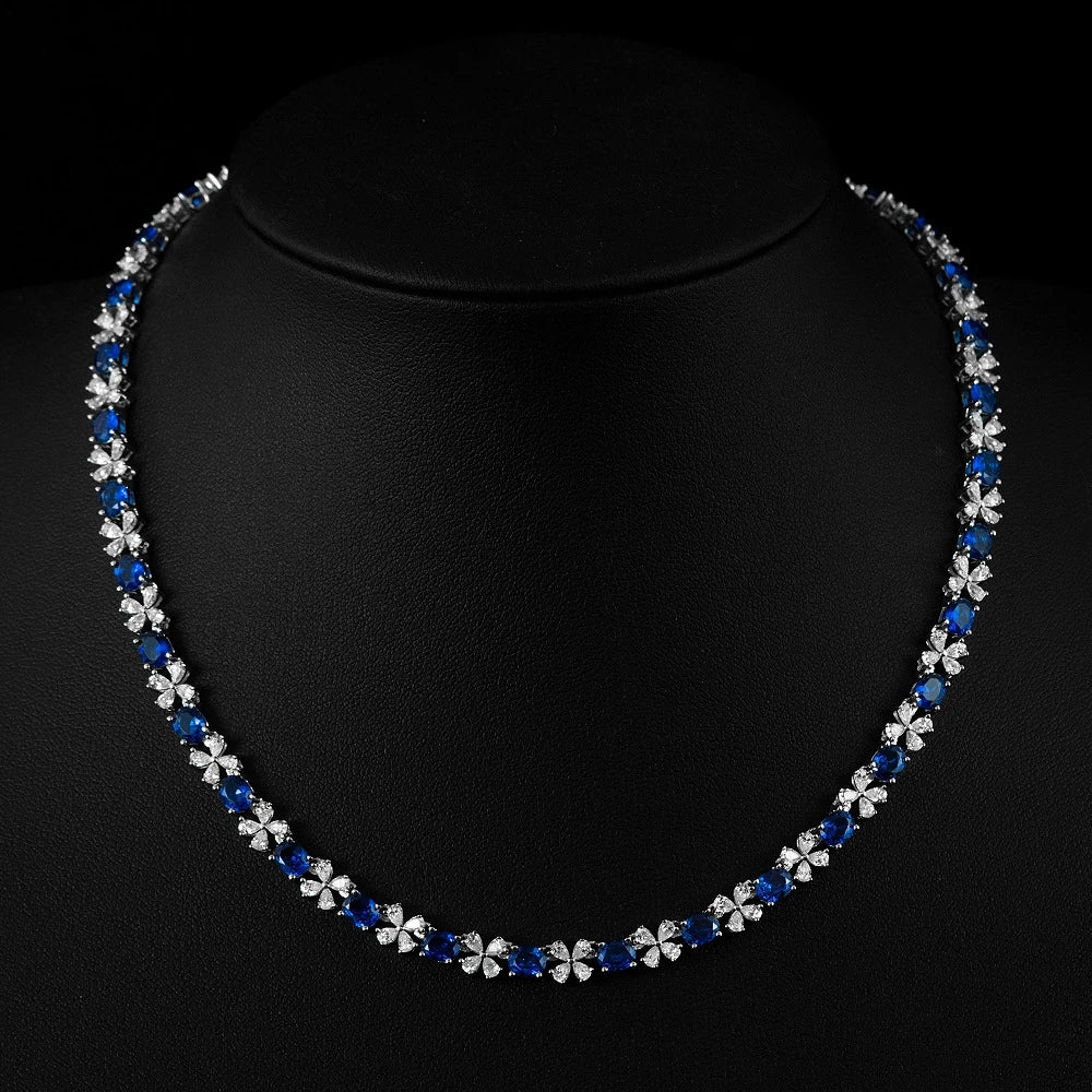 Collier Saphir & Rubis | Diamant Haute Carbone Argent 925 | Bijou Anniversaire – CLEVI Paris