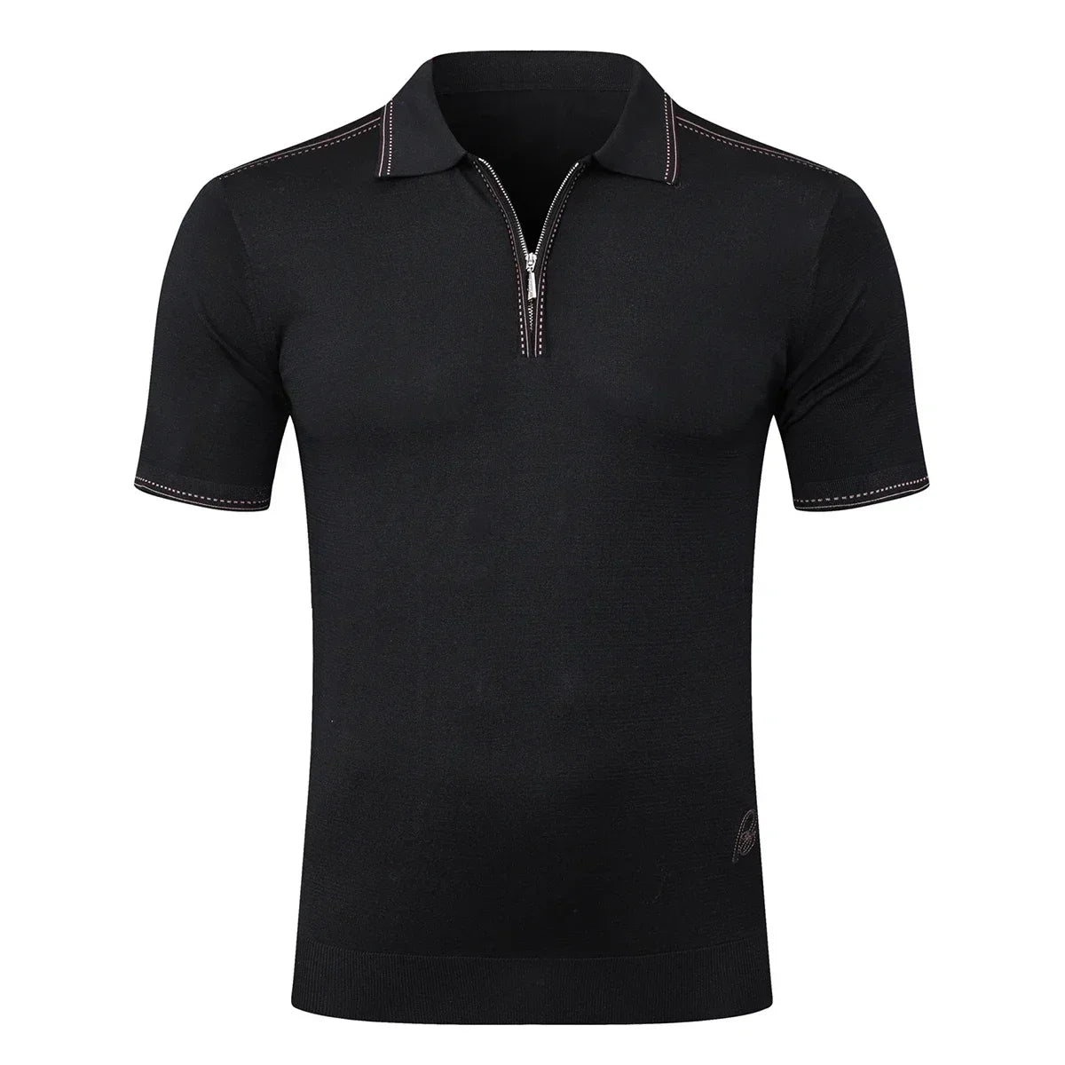 Polo Homme Soie & Bambou Brodé Manches Courtes Zip Casual Été Grandes Tailles M-5XL – CLEVI Paris