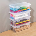 Lot 4 Boîtes Rangement Transparentes PP avec Couvercles | Bureau, Crayons, Marqueurs & Créatif – CLEVI Paris