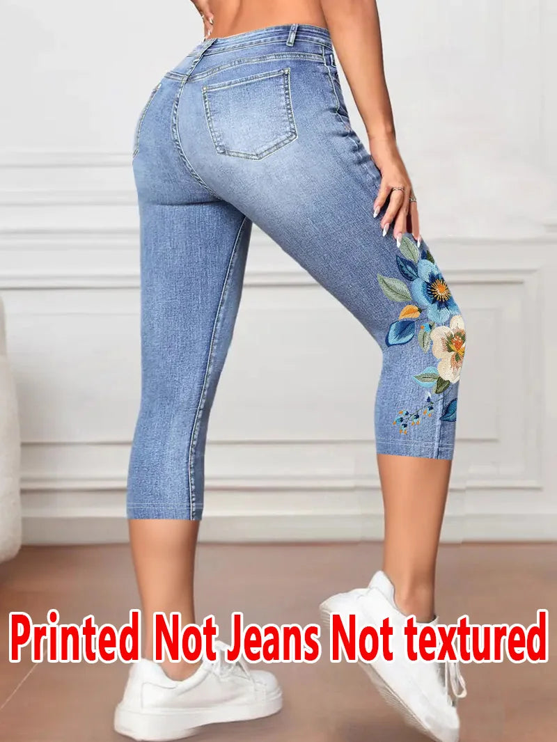 Legging Capri Femme Imprimé Floral Taille Haute Stretch Casual Toutes Saisons – CLEVI Paris