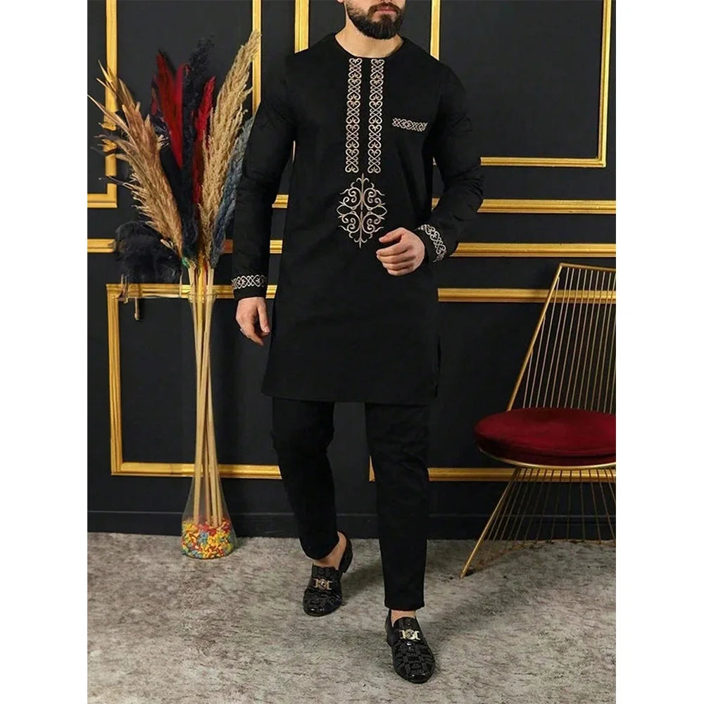 Kaftan Homme 2 Pièces Manches Longues – CLEVI Paris