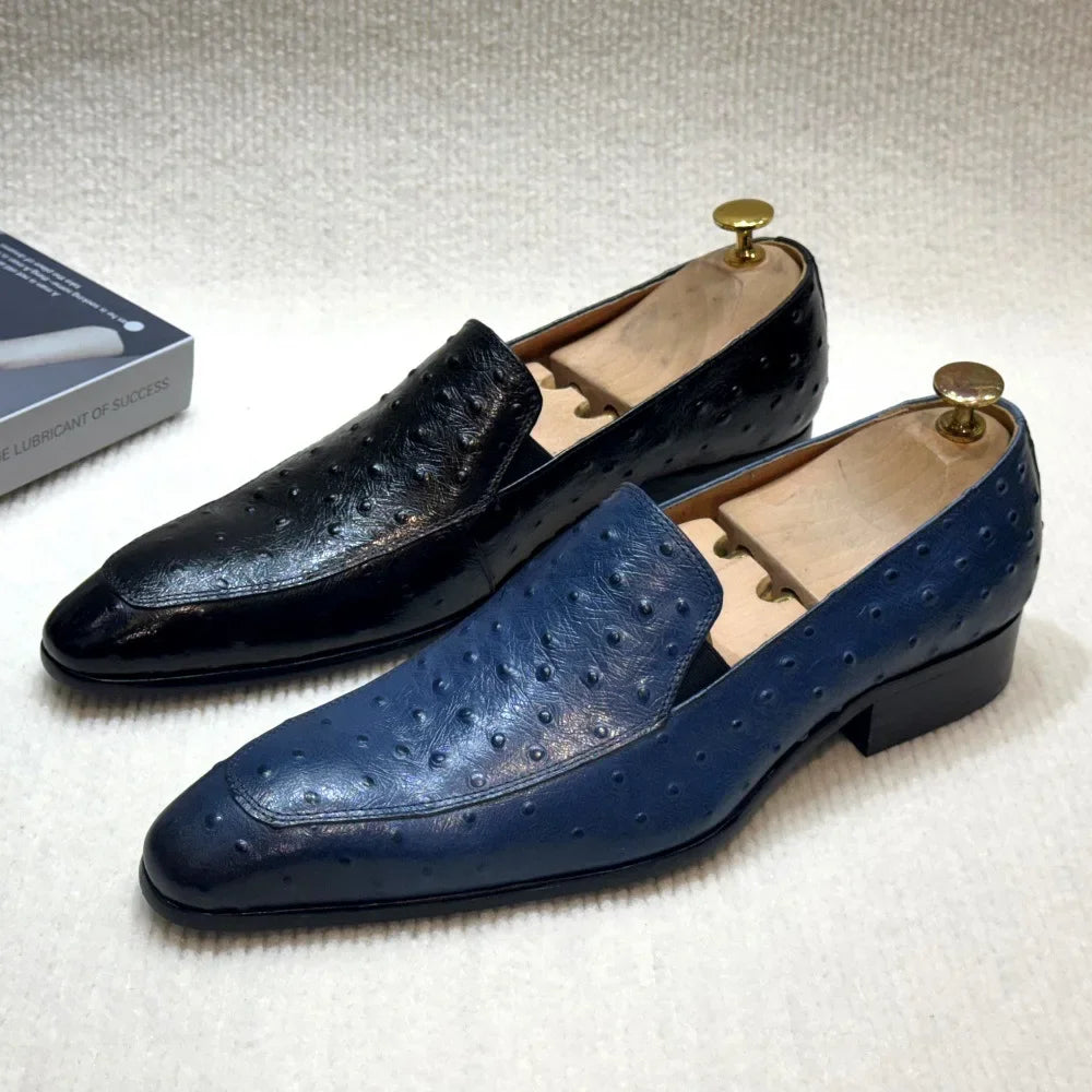 Mocassins Homme Cuir Véritable Bout Pointu Style Autruche Business & Casual – CLEVI Paris