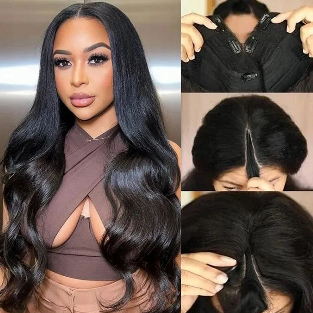 Perruque V Part Body Wave Cheveux Humains Brésiliens Remy Hair 100% Sans Couture Sans Laisser Dehors 16-30 Pouces – CLEVI Paris