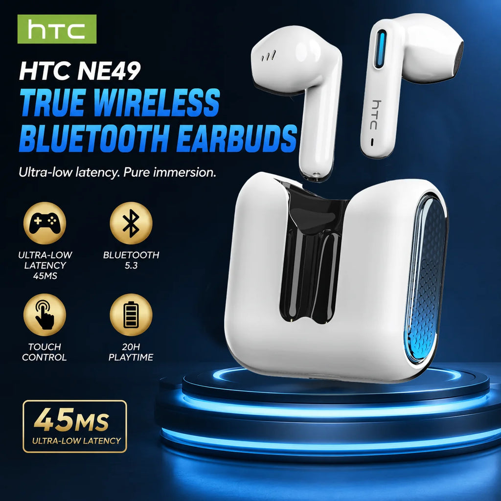 Écouteurs Bluetooth HTC NE49 – Traducteur IA 134 Langues, RGB, ENC, Gaming
