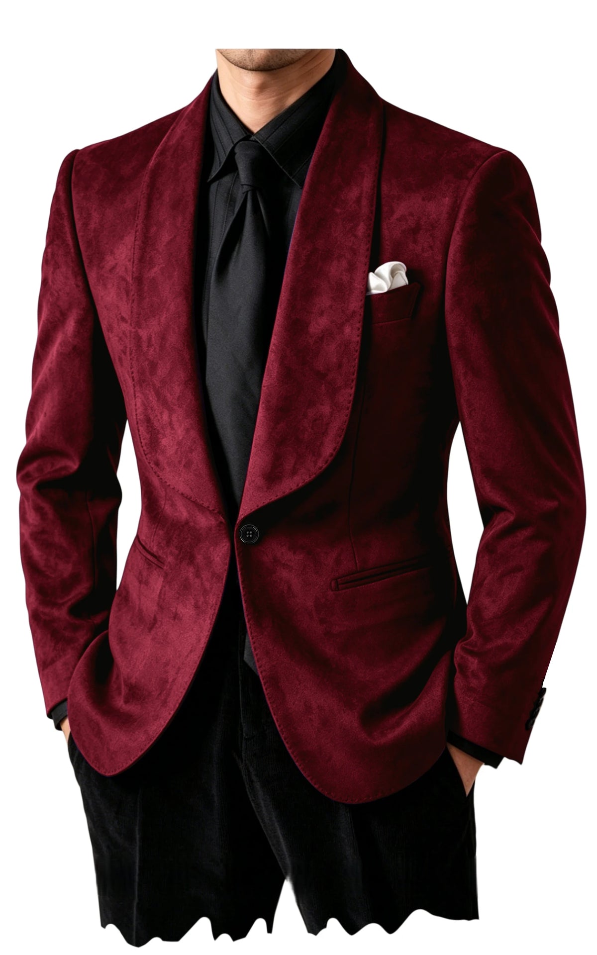 Blazer homme effet suédé 1 bouton à col châle – CLEVI Paris