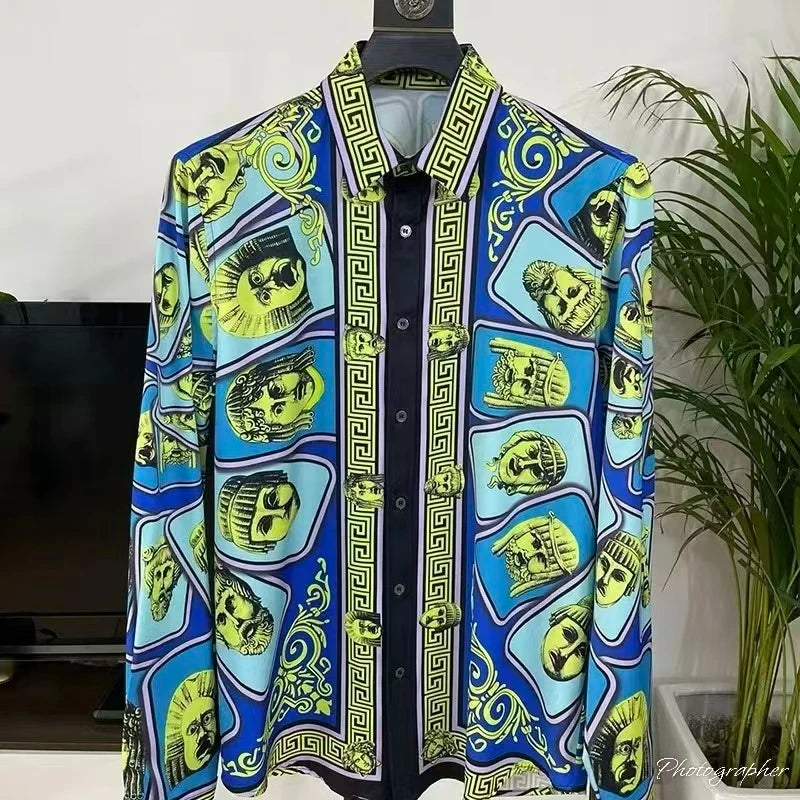 Chemise Homme Manches Longues – Impression 3D | Style Européen | Grande Taille