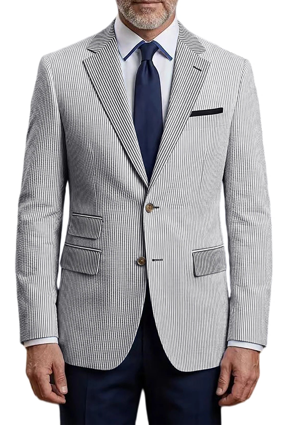 Blazer homme rayé en seersucker – CLEVI Paris