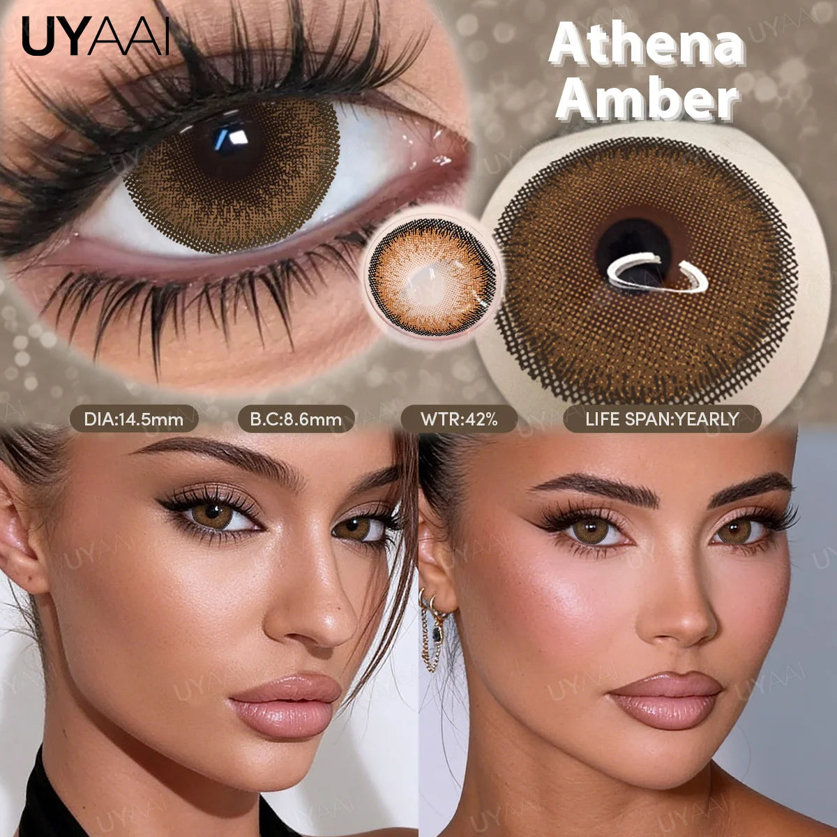 Lentilles de Contact Colorées UYAAI – Iris Réaliste, 8 Teintes, Port Annuel