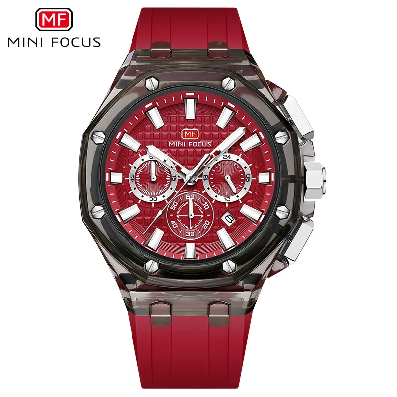 Montre Quartz Homme MINI FOCUS MF0616G – Chronographe, Boîtier Transparent & Aiguilles Lumineuses