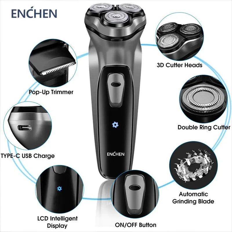 Rasoir Électrique Rotatif 3D Homme Tête Flottante Charge USB-C – CLEVI Paris