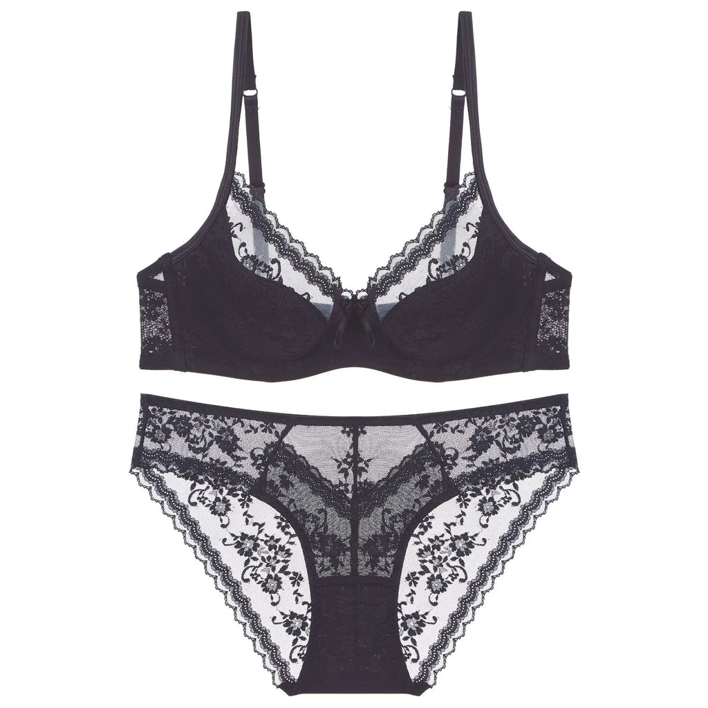 Ensemble Lingerie Dentelle Brodée Push-Up — Soutien-Gorge & Culotte | CLEVI Paris