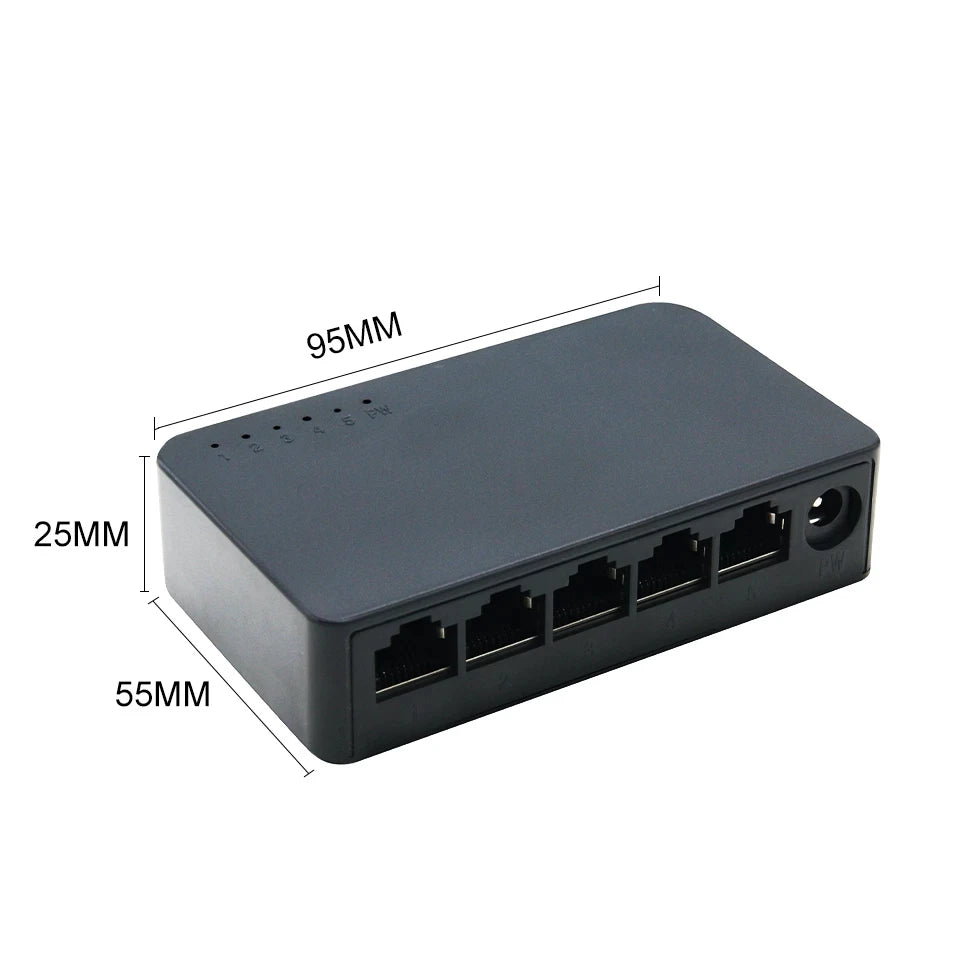 Switch Réseau Ethernet 5 Ports HKBTM | 100 Mbps ou Gigabit 1000 Mbps, Plug & Play, RJ45 – CLEVI Paris