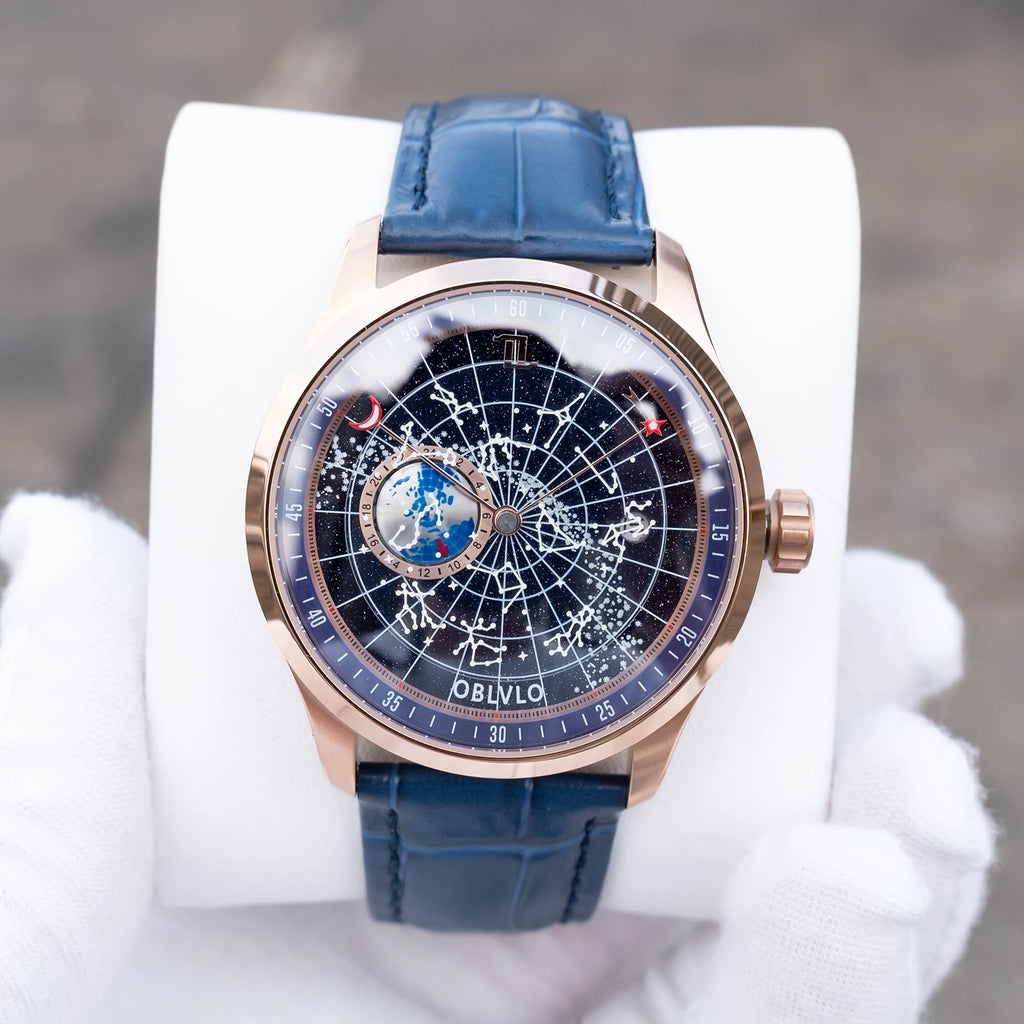 OBLVLO Montre Automatique Homme Luxe Lunette Cristal Cadran Lumineux Cuir 40mm – CLEVI Paris