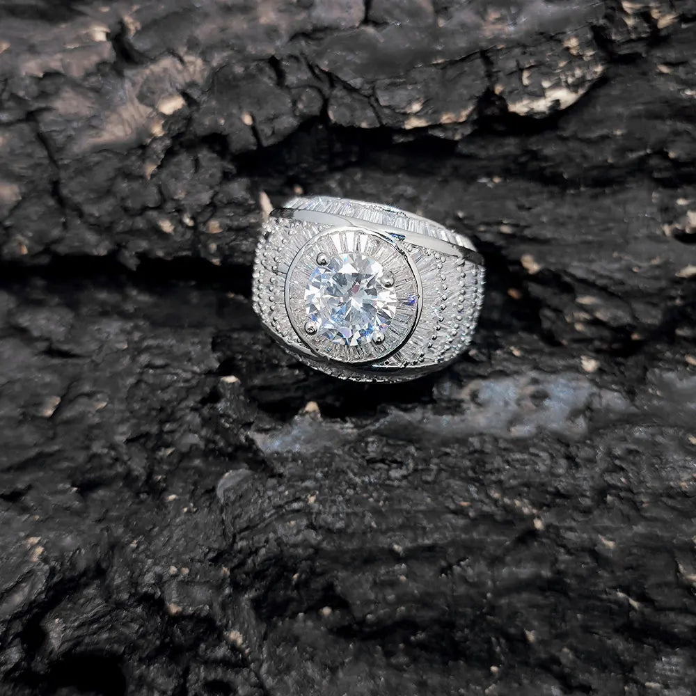 Bague Hip Hop Iced Out Zircon 5A – Cuivre Plaqué Argent ou Or 18K, Sertissage Griffe, Mixte, Tailles 7-11 – CLEVI Paris