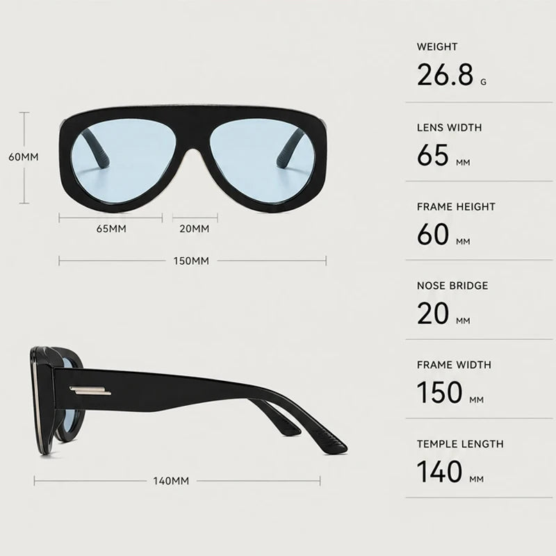 Lunettes de Soleil Oversize Ovales Pilot Y2K UV400 Dégradé Femme – CLEVI Paris