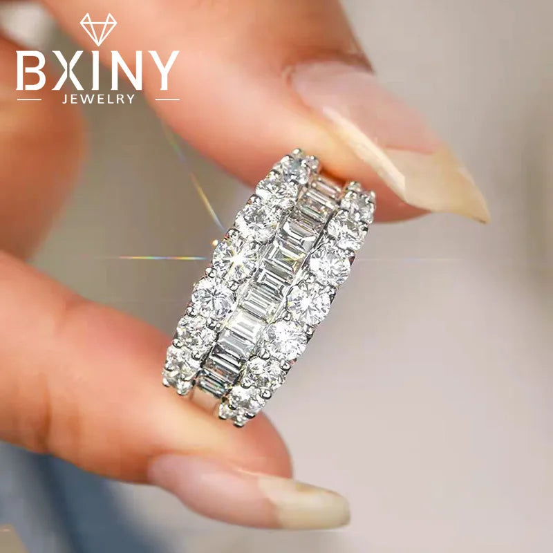 Bague Femme Zircon Émeraude & Ronde Demi-Anneau Argent 925 – CLEVI Paris