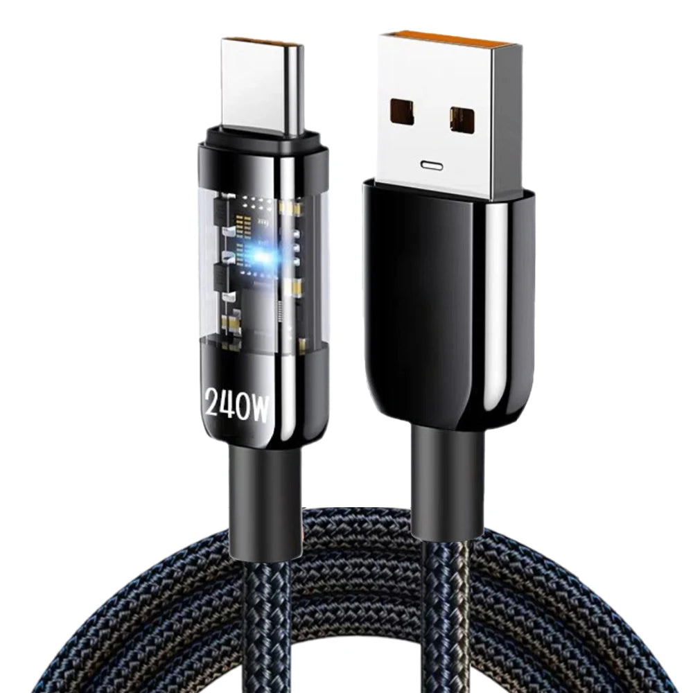 Câble USB-A vers USB-C Nylon 240W 3A Charge & Data 0,25m-2m – CLEVI Paris