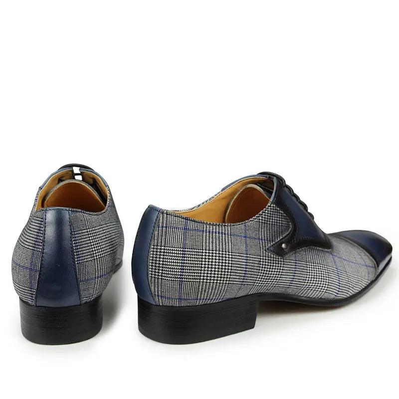 Oxford Homme Cuir Véritable Fait Main Bout Pointu Lacets Style Britannique | Bleu EU 39-47
