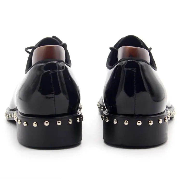 Oxford Rivets Noir – Cuir Vache | Bout Pointu | Lacets | Homme