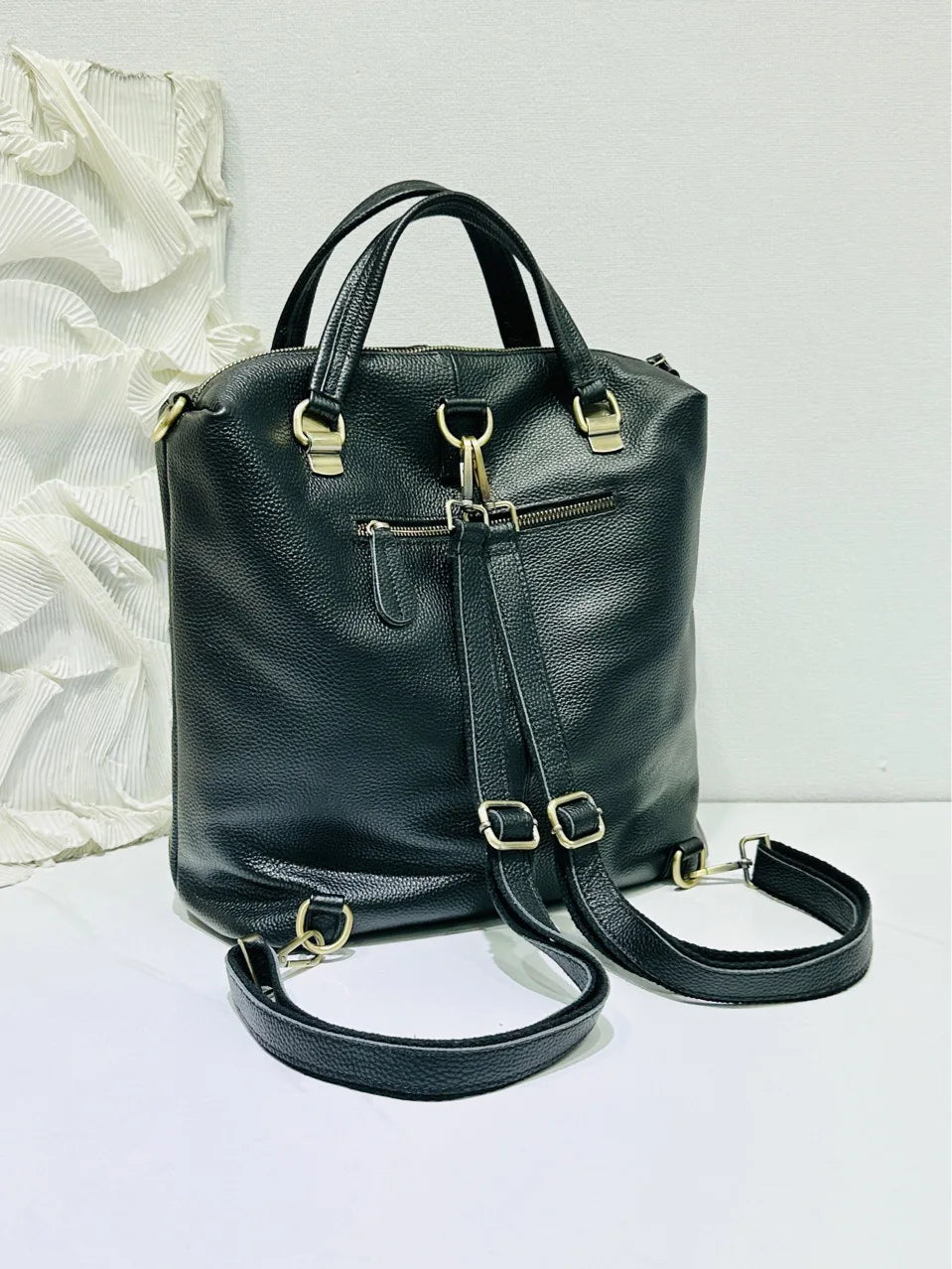 Sac À Dos Femme Cuir Vache Convertible Anti-Vol Voyage – CLEVI Paris