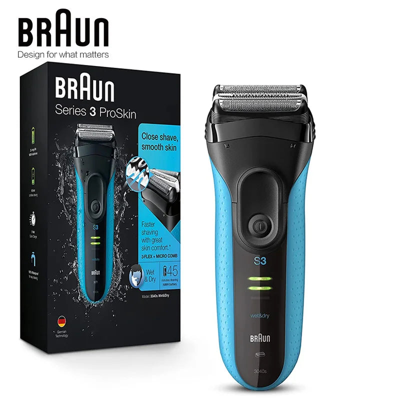 Rasoir Électrique Braun Series 3 ProSkin 3040s – Wet & Dry, Homme