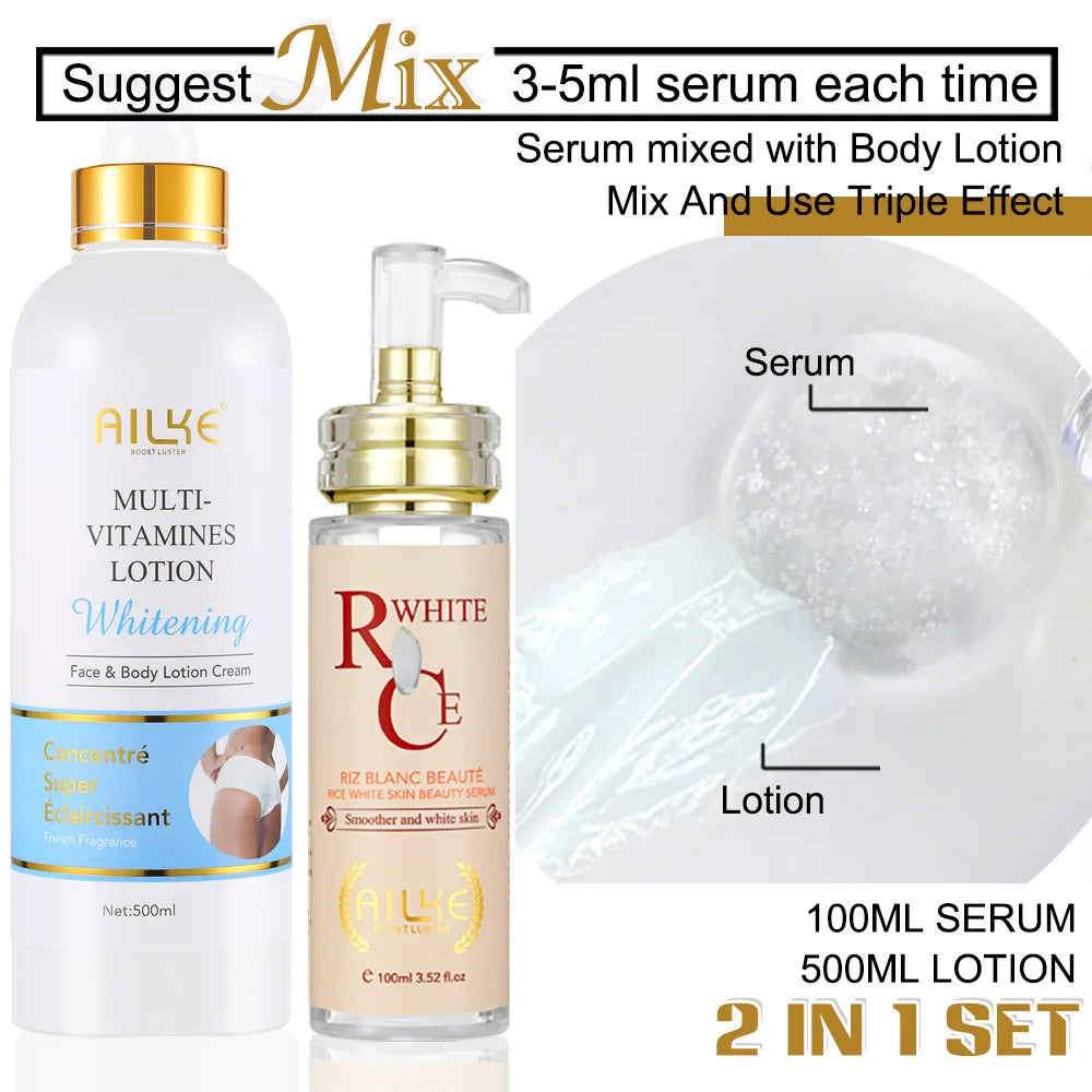 Gamme Multi-Vitamines Éclaircissante AILKE – Lotion, Sérum, Crème & Savon Papaye Anti-Taches – CLEVI Paris
