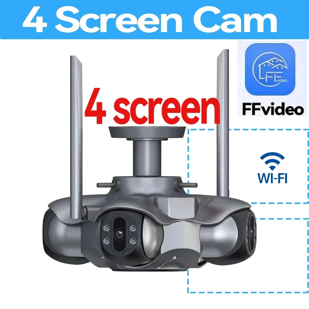 Caméra de Surveillance WiFi 20MP/25MP – 4 ou 5 Objectifs PTZ 360° Vision Nocturne – CLEVI Paris