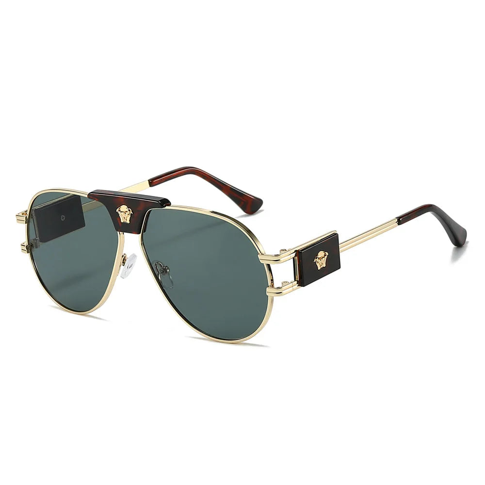 Lunettes de Soleil Aviateur Classique UV400 Monture Alliage Décor Tête de Taureau Femme – CLEVI Paris