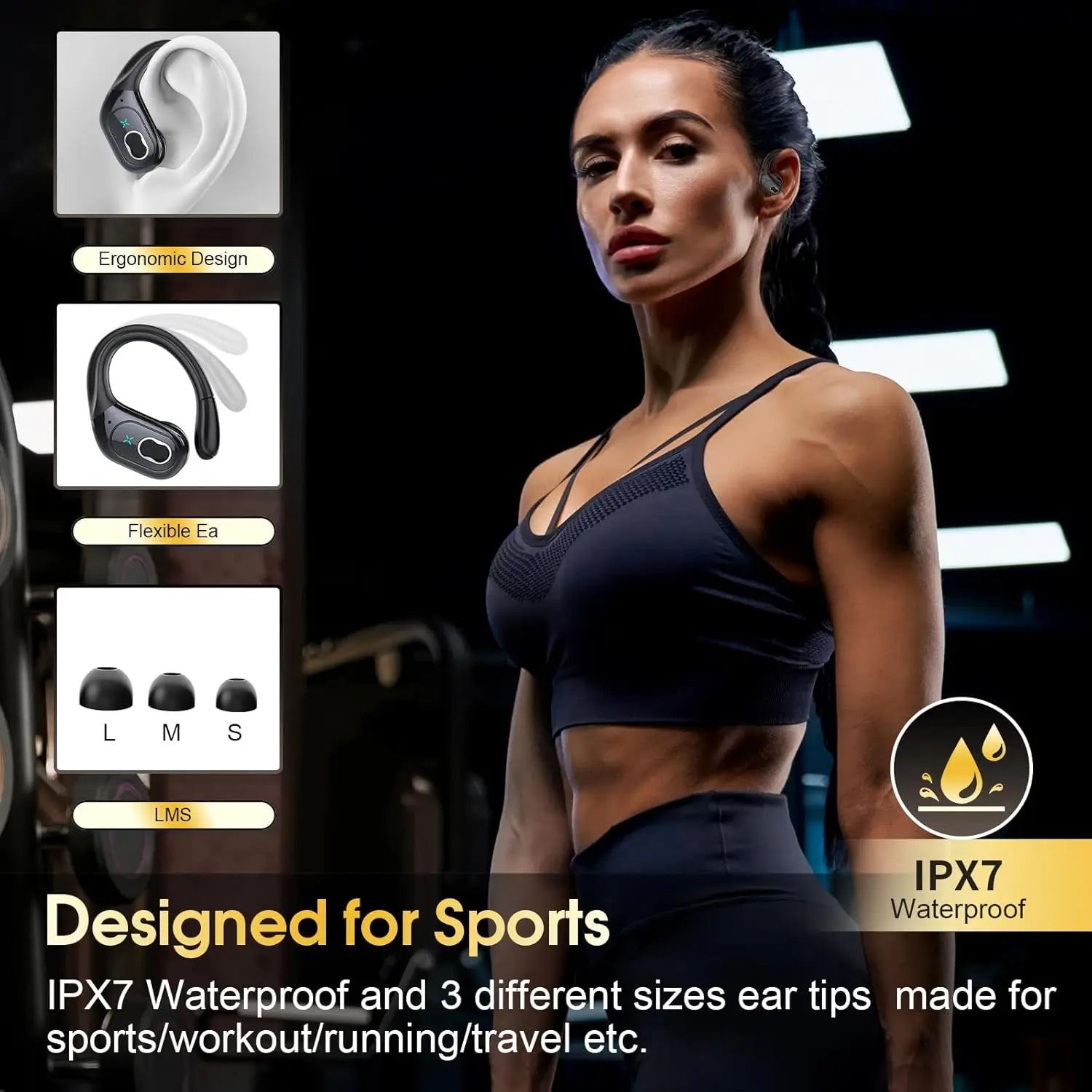 Écouteurs TWS GDLYL HD65 Bluetooth 5.4 HiFi Basses IPX7 75h LED ENC Sport – CLEVI Paris