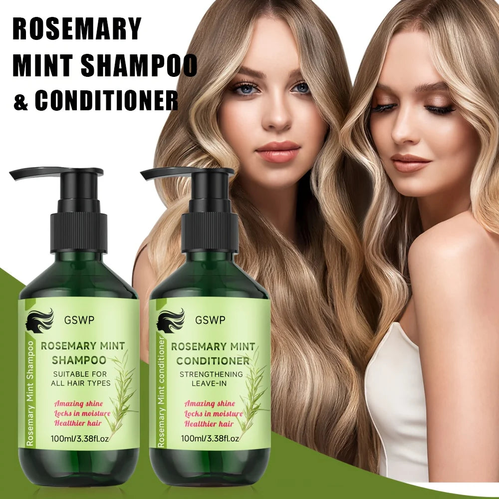Set Shampooing & Après-Shampooing Romarin & Menthe Poivrée | Fortifiant & Hydratant 200ml – CLEVI Paris