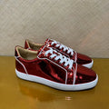 Sneakers Basses Cuir Véritable Rouge Homme – Semelle Rouge, Sans Rivets, Imperméable, Tailles 35-48 – CLEVI Paris