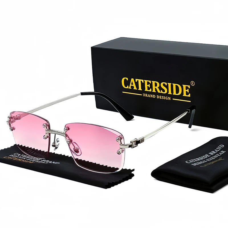 Lunettes de Soleil Rectangulaires Sans Monture Punk CATERSIDE – Verres Dégradés UV400 – CLEVI Paris