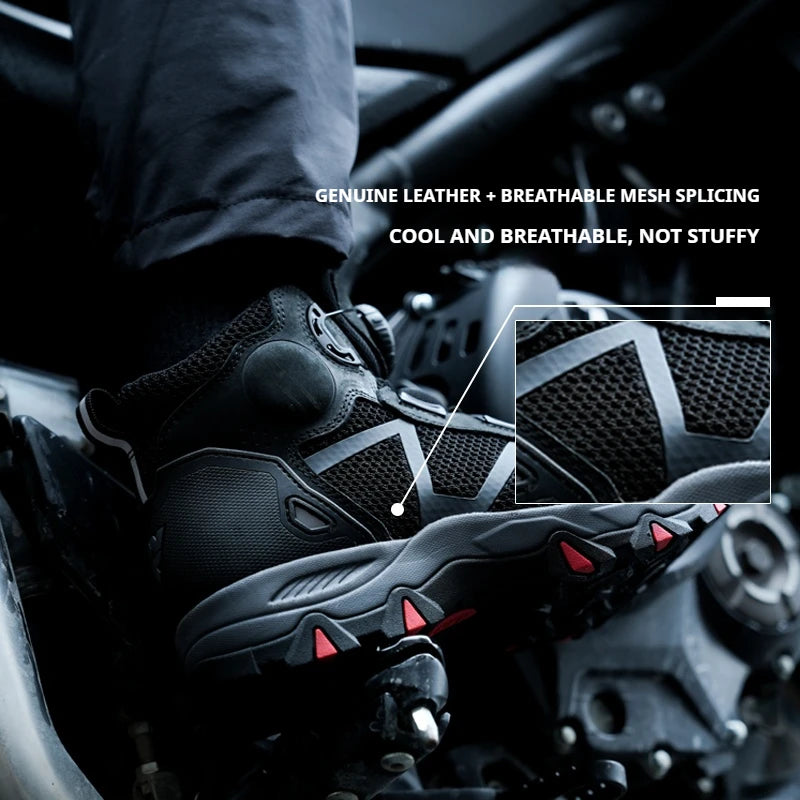 Bottes Moto Été FEHER MQZ-604 – Cuir Respirant Coque Cheville Antidérapant Système Lacets Rotatif Unisexe Pointures 37–45 – CLEVI Paris