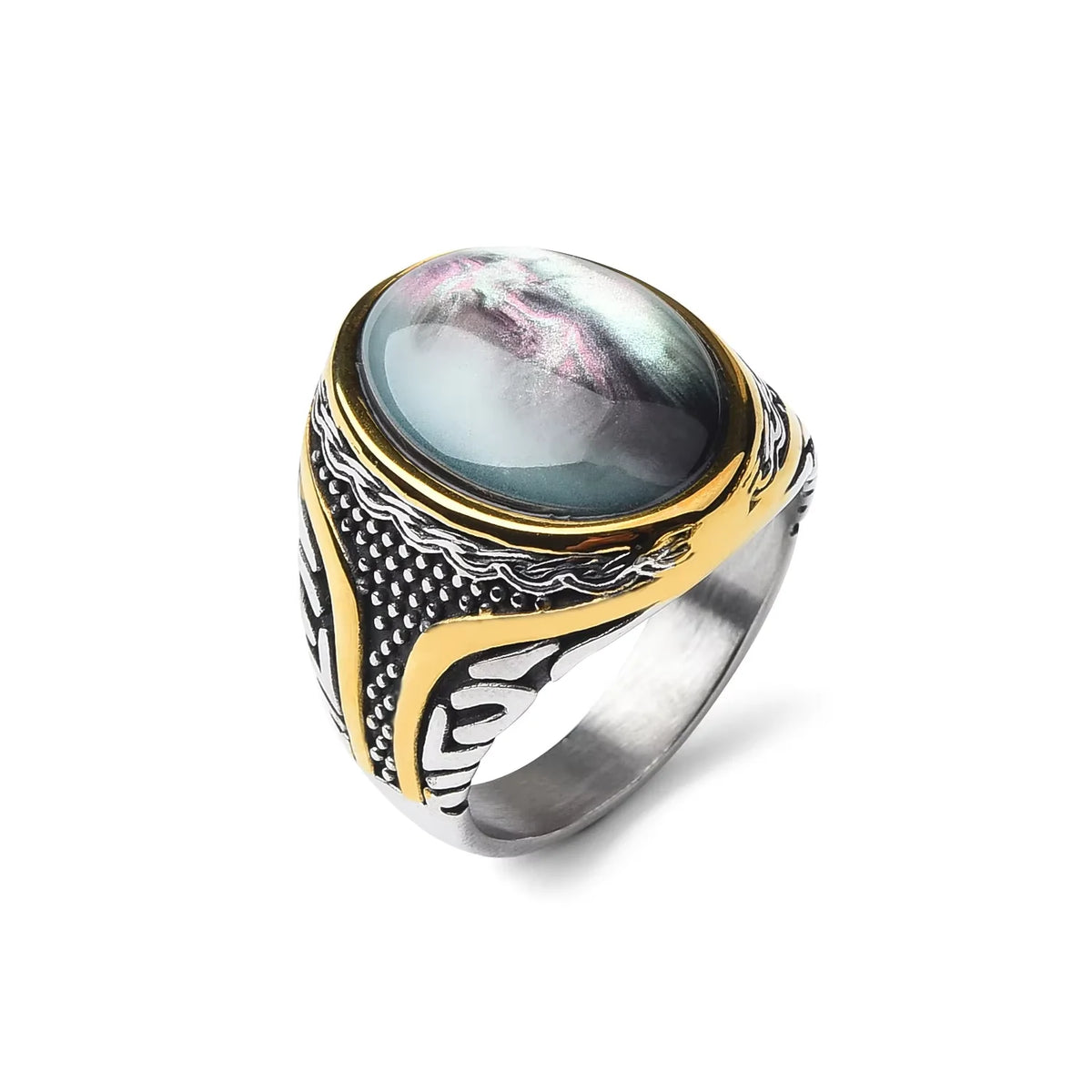 Bague Homme Pierre Acier Inoxydable Vintage – CLEVI Paris