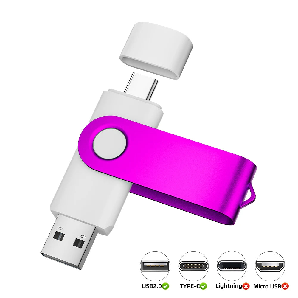 Clé USB 2.0 Type-C Rotative JASTER 4Go à 128Go 8 Coloris Métal – CLEVI Paris