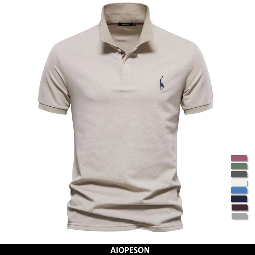 Polo Homme AIOPESON Coton Manches Courtes – Broderie, Anti-Boulochage