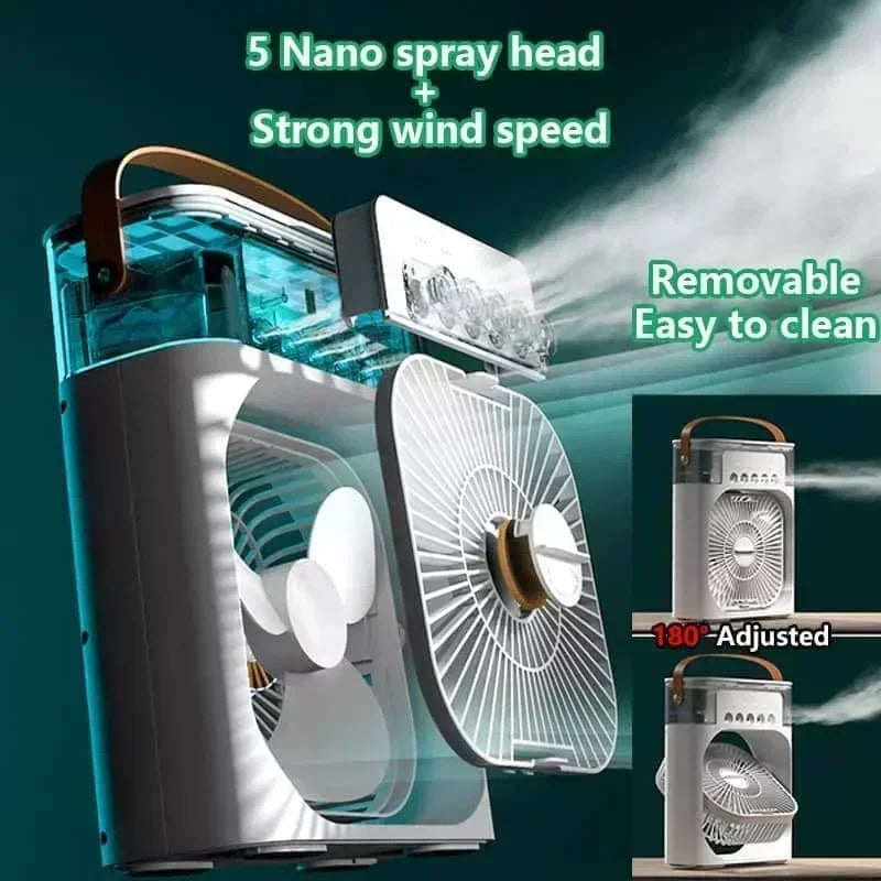 Ventilateur Humidificateur 3-en-1 avec Lumière LED 7 Couleurs — CLEVI Paris