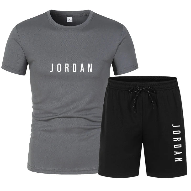 Ensemble Homme T-Shirt Col Rond + Short Imprimé Digital Casual Sport Été – CLEVI Paris