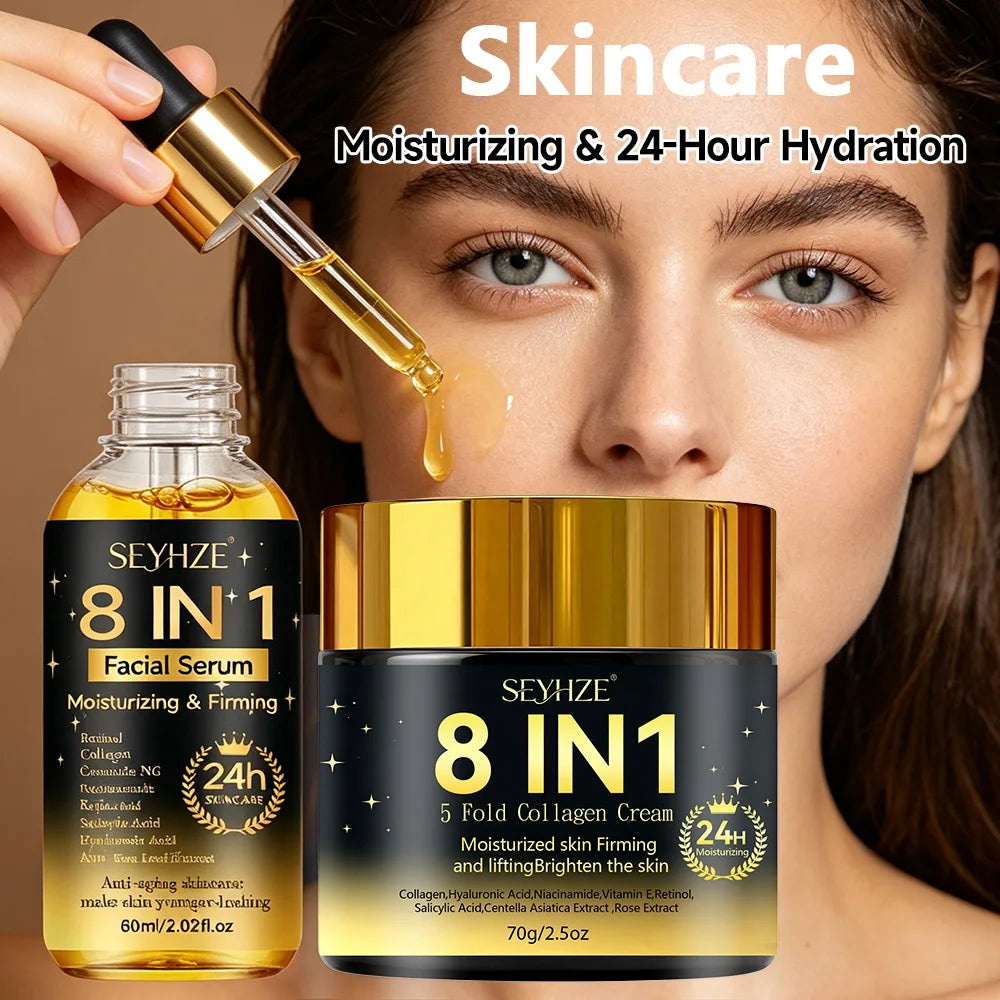 Sérum Visage 8-en-1 Hydratant & Raffermissant | Niacinamide Collagène Céramides Aloé – CLEVI Paris