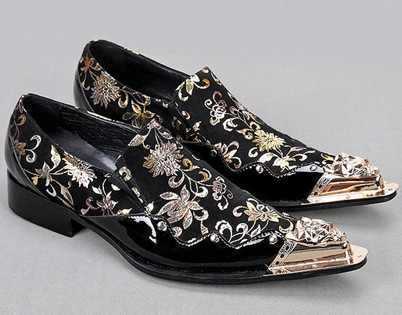 Brogue Homme Cuir Véritable Bout Métal Pointu Slip-On Western Fashion Mariage Soirée 8 Coloris – CLEVI Paris