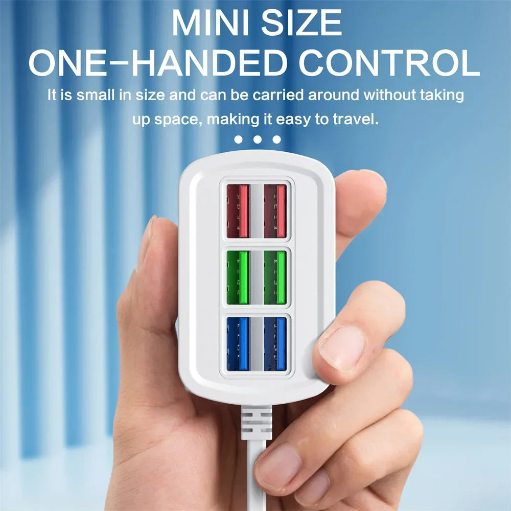 Chargeur USB Rapide 6-en-1 | Multiprise Bureau 30 W, USB PD & Quick Charge, Câble 1 m – CLEVI Paris