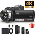 Caméscope 4K SKIG – Écran IPS 3" Rotatif 270°, Vision Nocturne IR, Zoom 18x, Carte SD Incluse