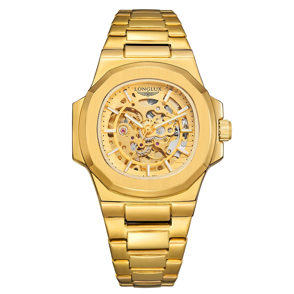 LONGLUX 8057G Montre Homme Automatique Squelette Bracelet Acier Inox Verre Hardlex 3 ATM Luxe 7 Coloris – CLEVI Paris