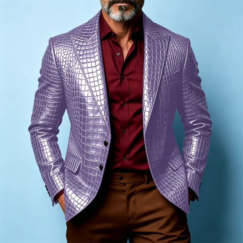 Blazer homme effet croco simple boutonnage – CLEVI Paris